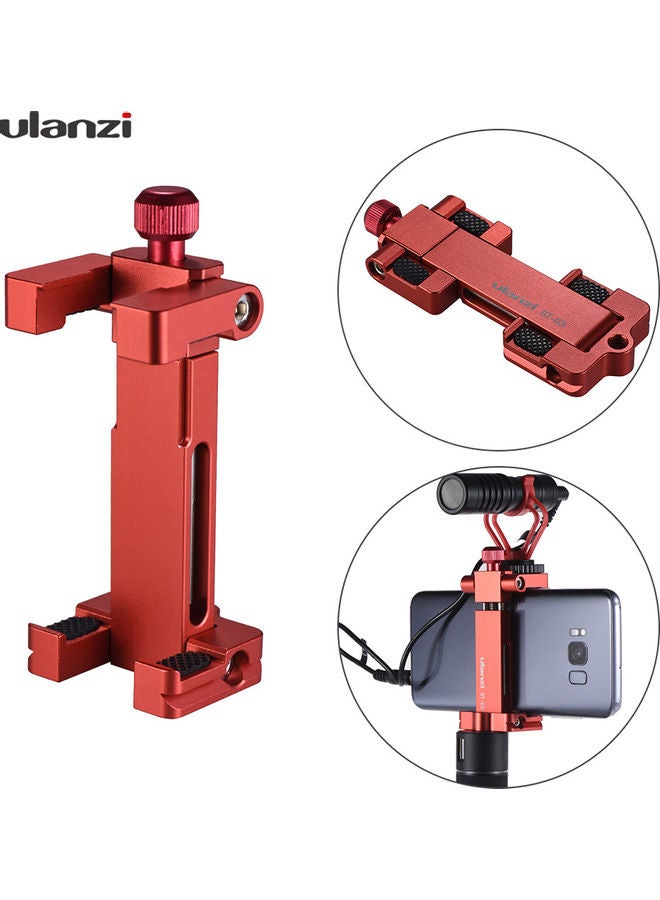 Ulanzi ST-03 Folding Metal Phone Tripod Clamp Holder Bracket With Hot Shoe Mount AS Quick Release Plate Red  - Image 1
