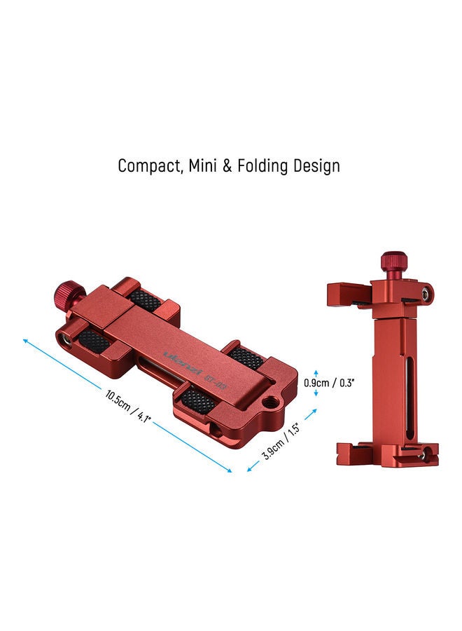 Ulanzi ST-03 Folding Metal Phone Tripod Clamp Holder Bracket With Hot Shoe Mount AS Quick Release Plate Red  - Image 3