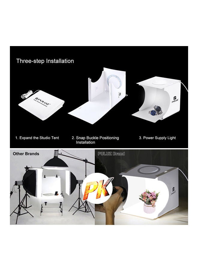 Photography Studio LEDs Panel Light Puluz Mini Folding Lightbox Soft Box Photo Background Kit Multicolour - Image 4