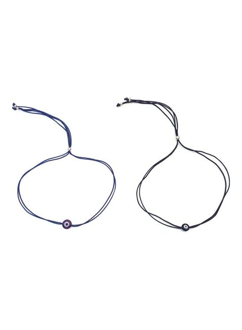 Set Of 2 Adjustable Evil Eye Anklets For Men