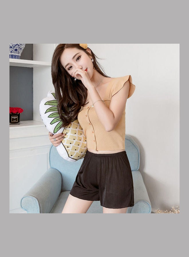 Mid Rise Solid Shorts Black - Image 4