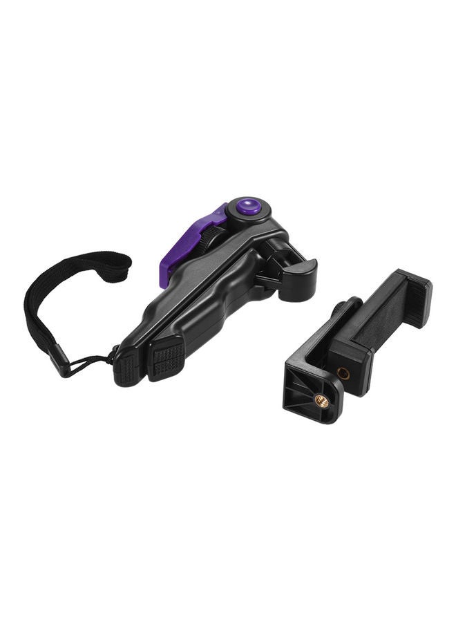 Universal Mini Phone Tripod Stand Handheld Grip Stabilizer With Adjustable Smartphone Clip Holder Bracket Black/Purple - Image 2