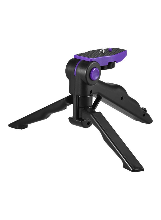 Universal Mini Phone Tripod Stand Handheld Grip Stabilizer With Adjustable Smartphone Clip Holder Bracket Black/Purple - Image 4