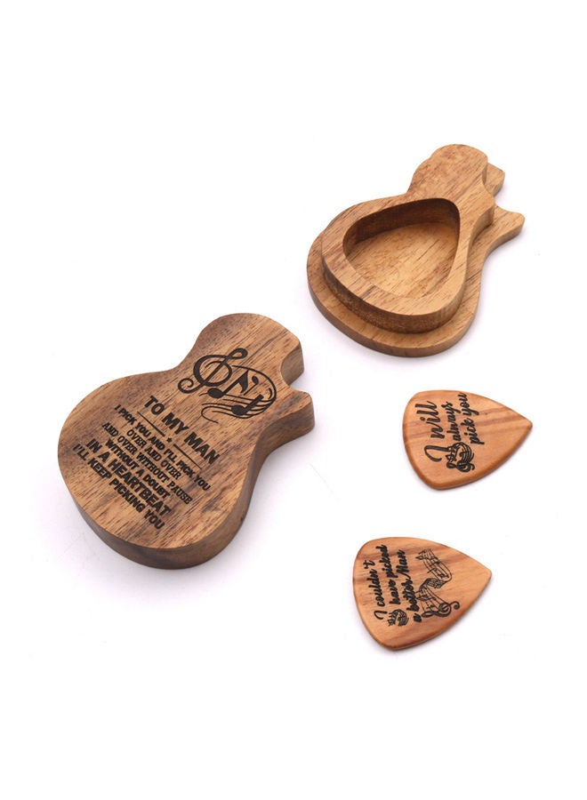 Generic 2-Piece Of Wooden Guitar Picks Holder With Box - Image 1
