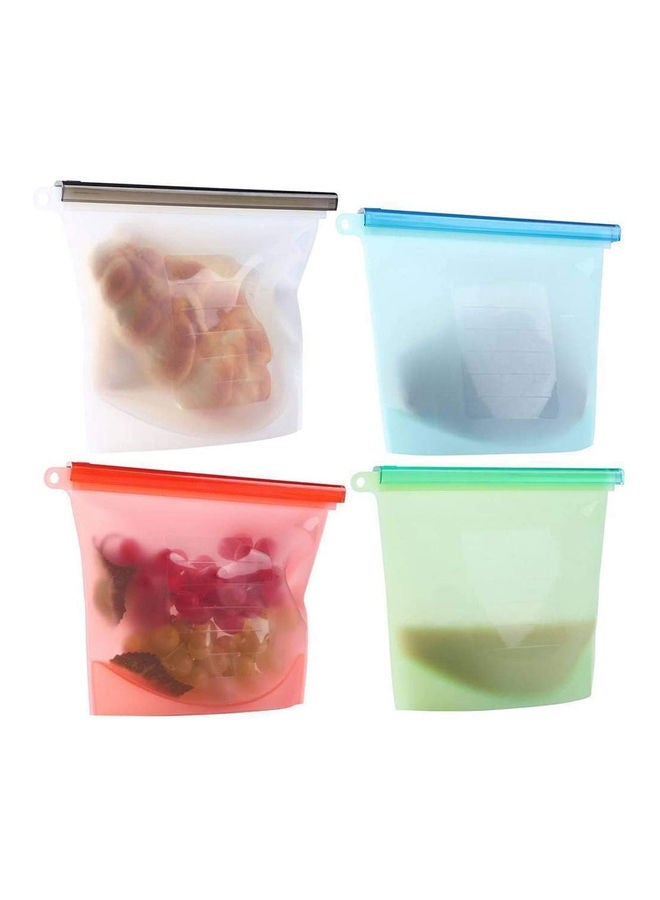 AMERTEER 4 Piece Reusable Silicone Food Storage Bags Multicolour 450grams - Image 1