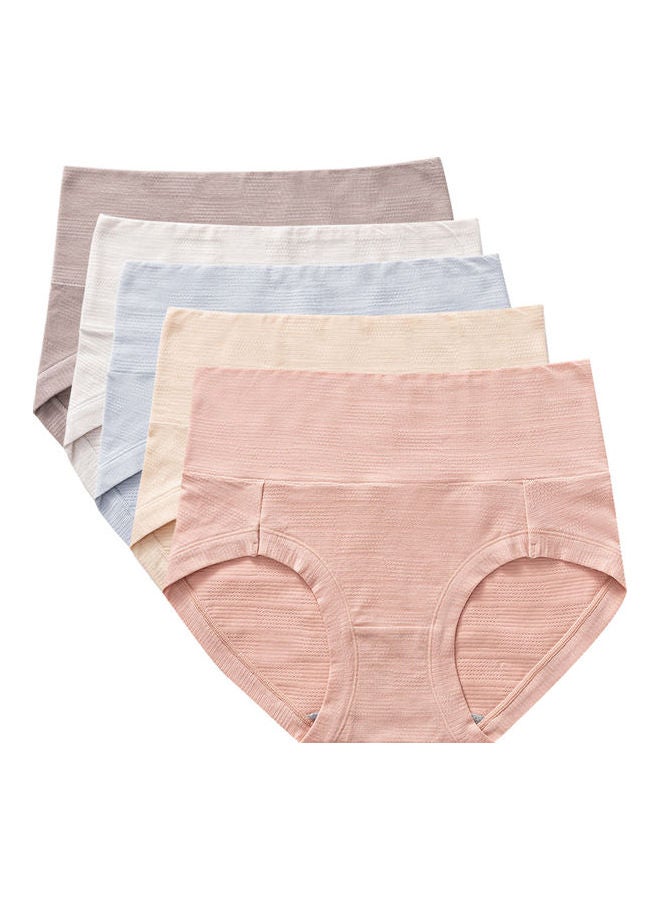 5-Piece Of Cotton High-Waisted Abdomen Panties Multicolour  - Image 1