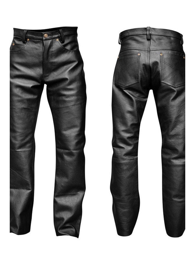 بنطال بايكر سادة من الجلد الصناعي أسود - Image 2