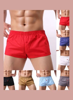 Solid Color Boxer Button Underwear Dark Blue