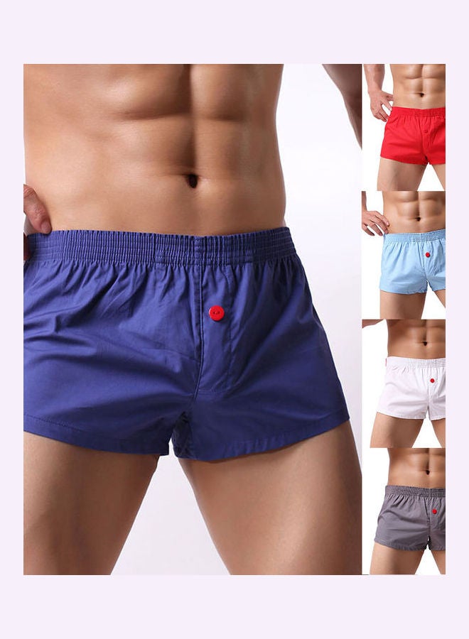 Generic - Solid Color Boxer Button Underwear Dark Blue - Image 1
