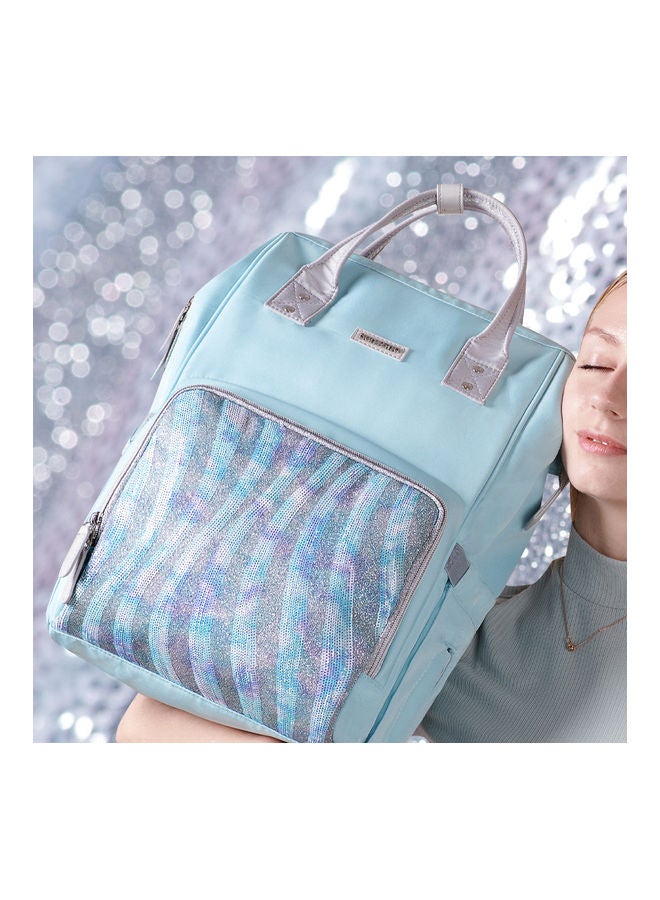 Sunveno Glitter Striped Diaper Bag Blue/Grey - Image 4