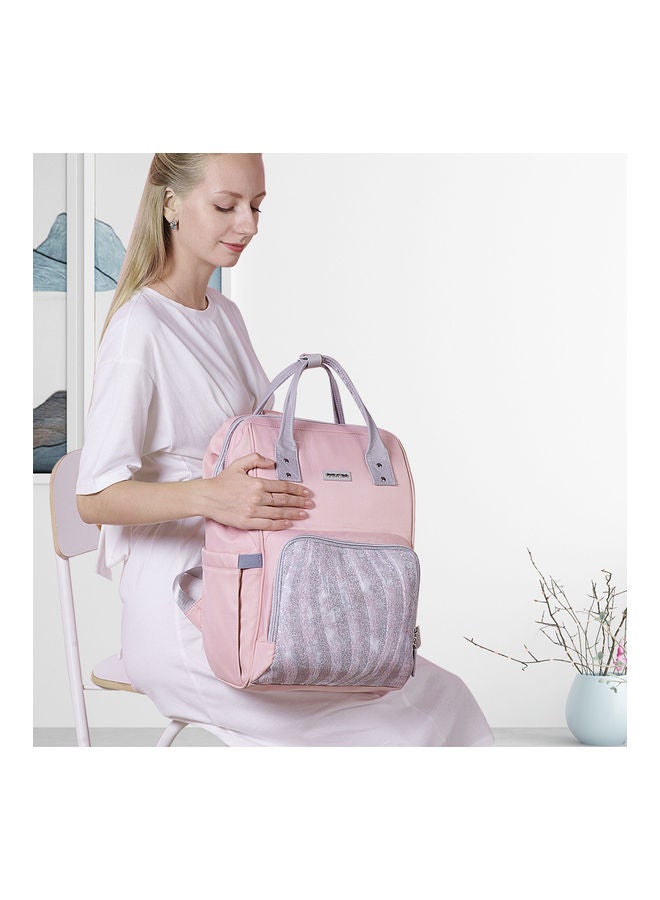 صنفينو حقيبة حفاضات بخطوطٍ لامعة وردي/رمادي - Image 2