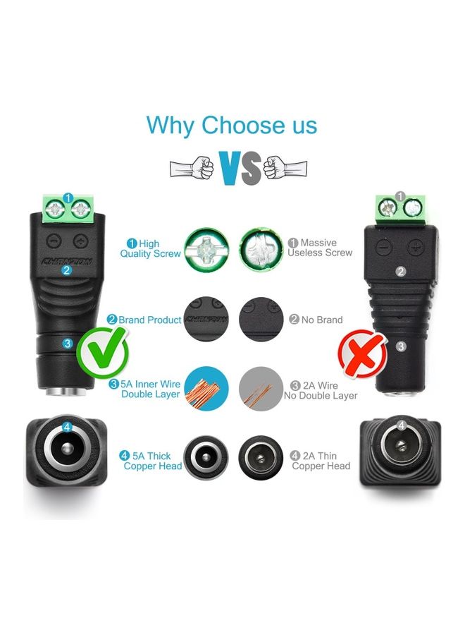 XBW 12V DC Power Connector Black  - Image 2
