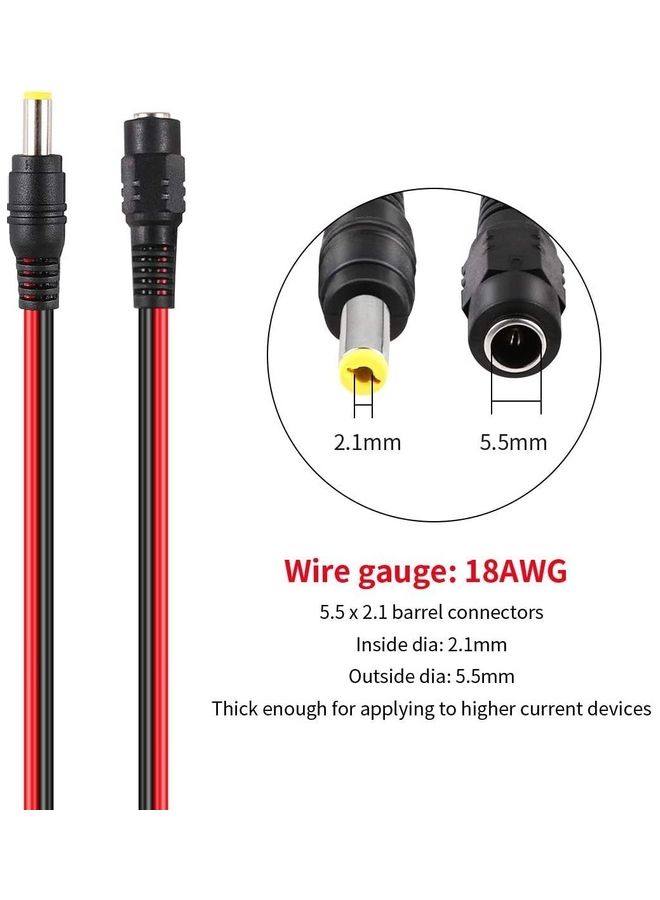 XBW 20 Piece 18AWG DC Power Pigtail Cable Black  - Image 3
