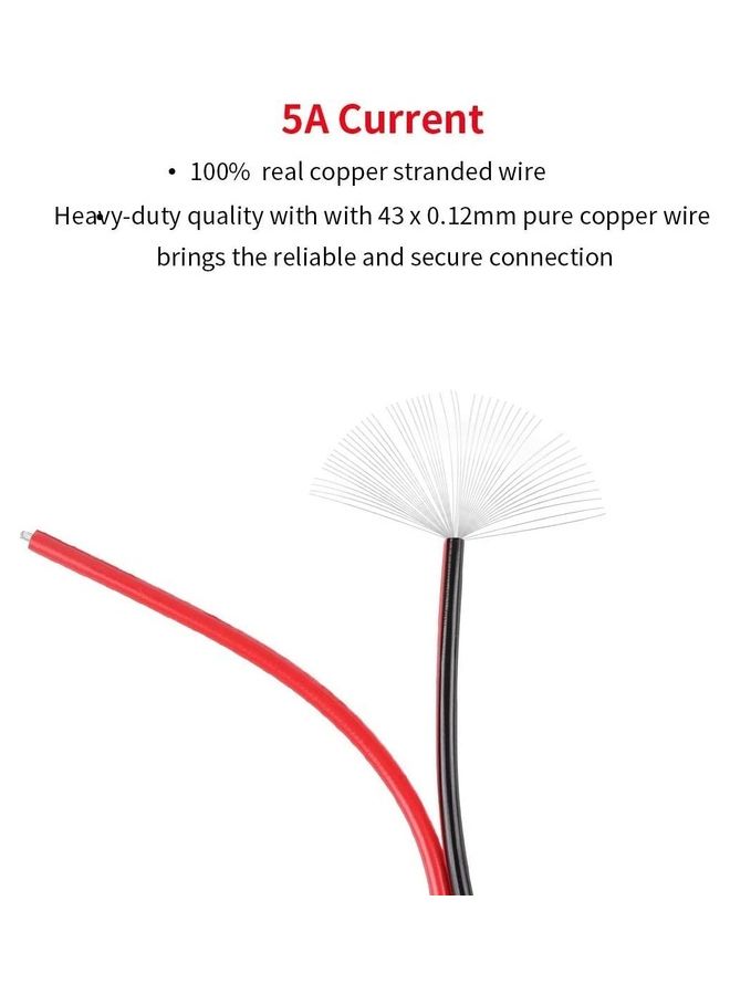 XBW 20 Piece 18AWG DC Power Pigtail Cable Black  - Image 4
