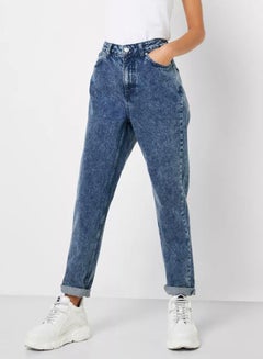 Moto High Rise Mom Jeans Blue