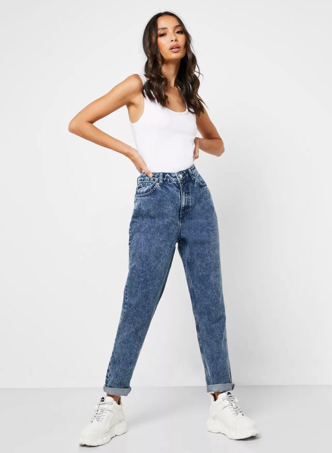 TOPSHOP - Moto High Rise Mom Jeans Blue - Image 1