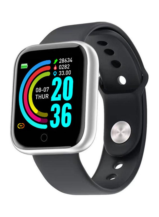 سوار Y68 الذكي بشاشة لمس ملونة عالية الوضوح أسود/ فضي - Image 1