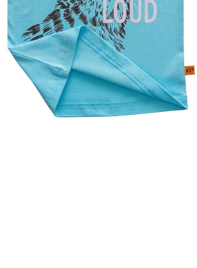 kid studio Short Sleeves Little But Loud Foam Printed Tee Blue  - Image 4