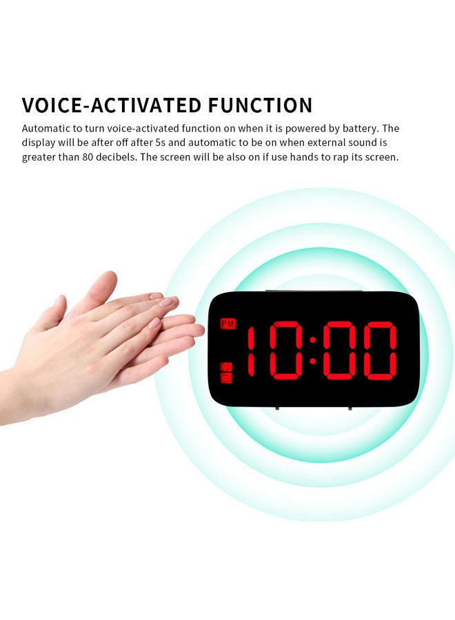 LED Digital Display   Alarm Clock with Separate Snooze Button red 13.00x5.00x7.50cm