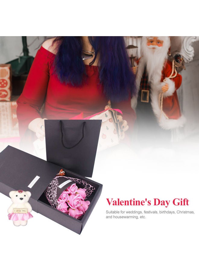 7-Piece Soap Rose Flower With Gift Box Pink - Image 2