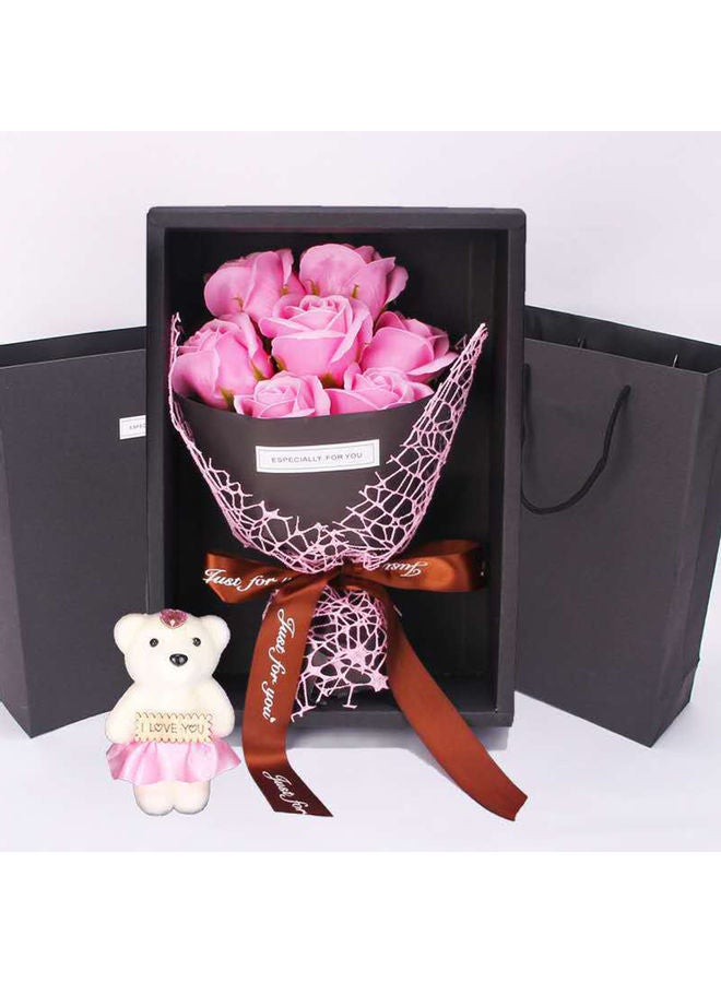 7-Piece Soap Rose Flower With Gift Box Pink - Image 3