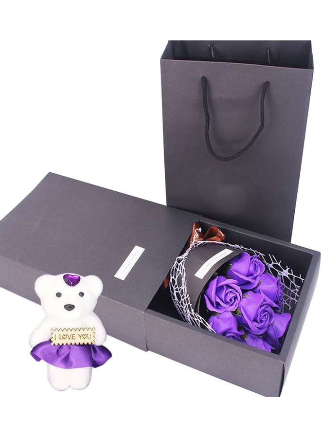 7 Piece Soap Rose Flower with Gift Box purple 29.00x9.00x19.00cm - Image 1