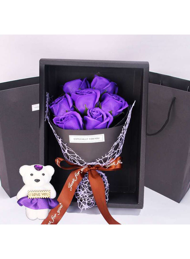 7 Piece Soap Rose Flower with Gift Box purple 29.00x9.00x19.00cm - Image 2
