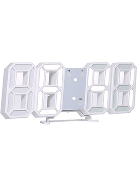ساعة رقمية بإضاءة LED ثلاثية الأبعاد أبيض 29.00x4.50x10.00سم