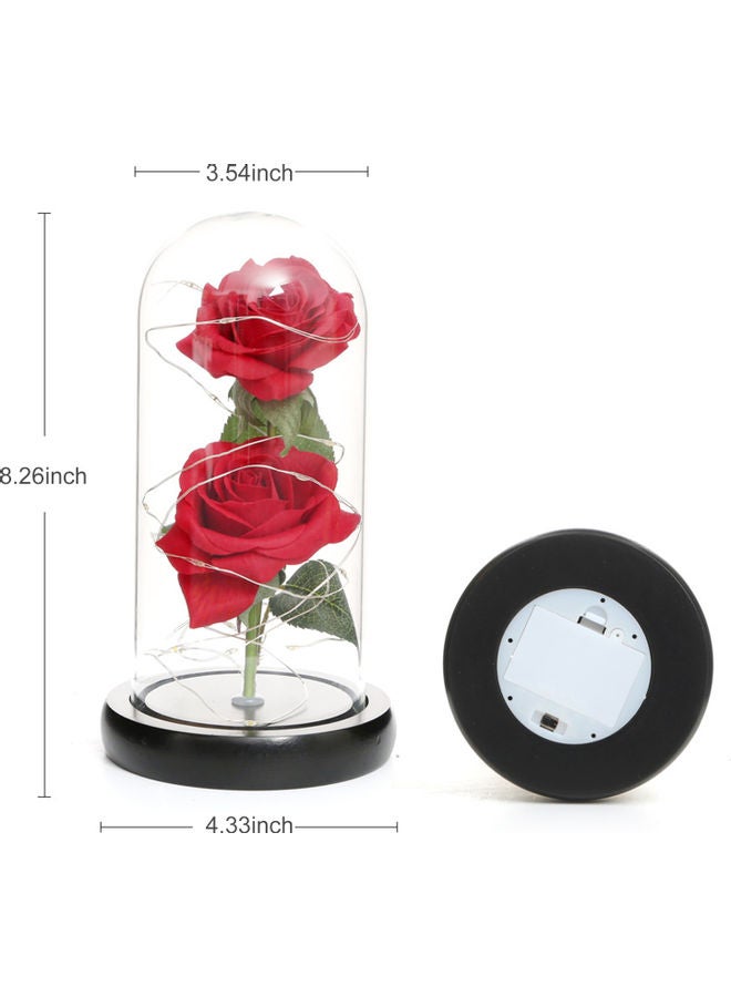 Artificial In Glass Dome Gift Box With LED Lights Artificial Flower red 26.50x13.00x13.00cm  - Image 5