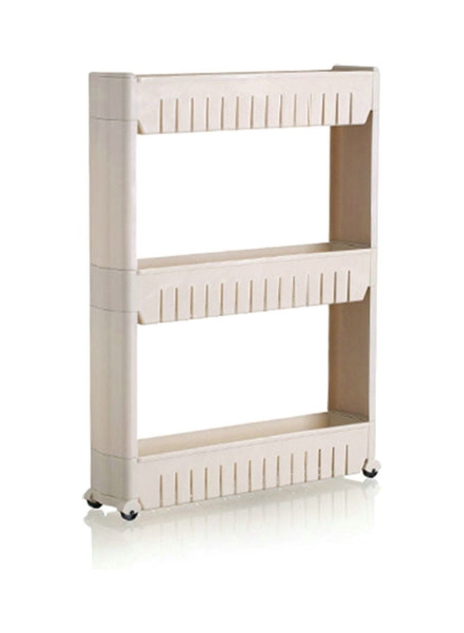 3-Tier Mobile Shelving Storage Cart Beige 
