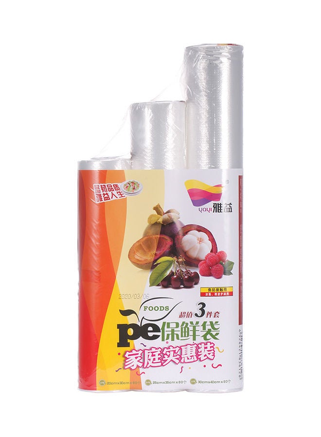 3-In-1 Plastic Food Fruit Storage Wrap Bag Clear