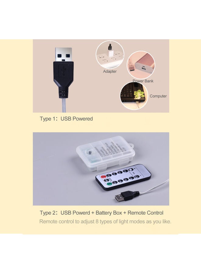 USB Fairy String Lights With 8 Light Modes Multicolour 18.50x8.00x15.00cm - Image 4