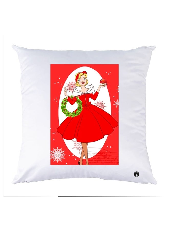 بي بي وسادة زينة مطبوعة أبيض/أحمر/أخضر 30x30سم