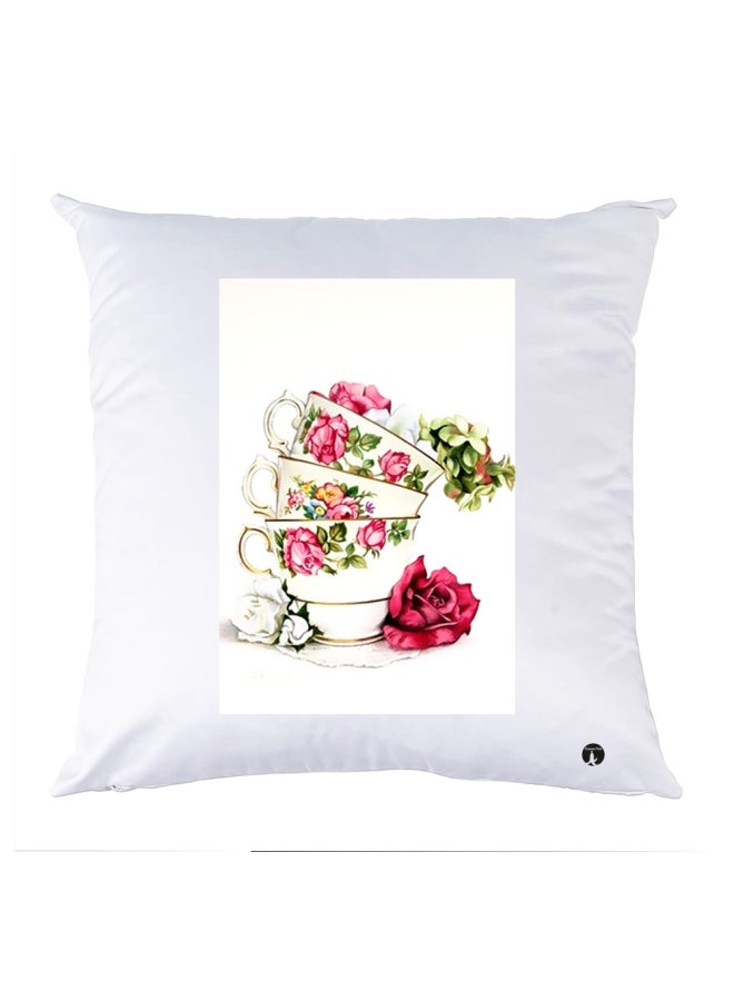 بي بي وسادة زينة مطبوعة وردي/أخضر/أبيض 30x30سم