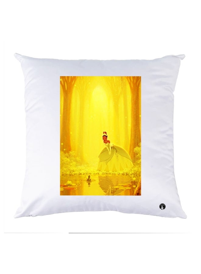BP Printed Decorative Pillow White/Yellow 30x30cm
