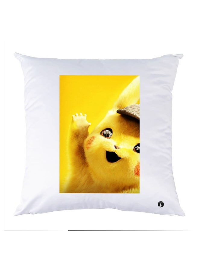 بي بي وسادة زينة مطبوعة أبيض/أصفر 30x30سم