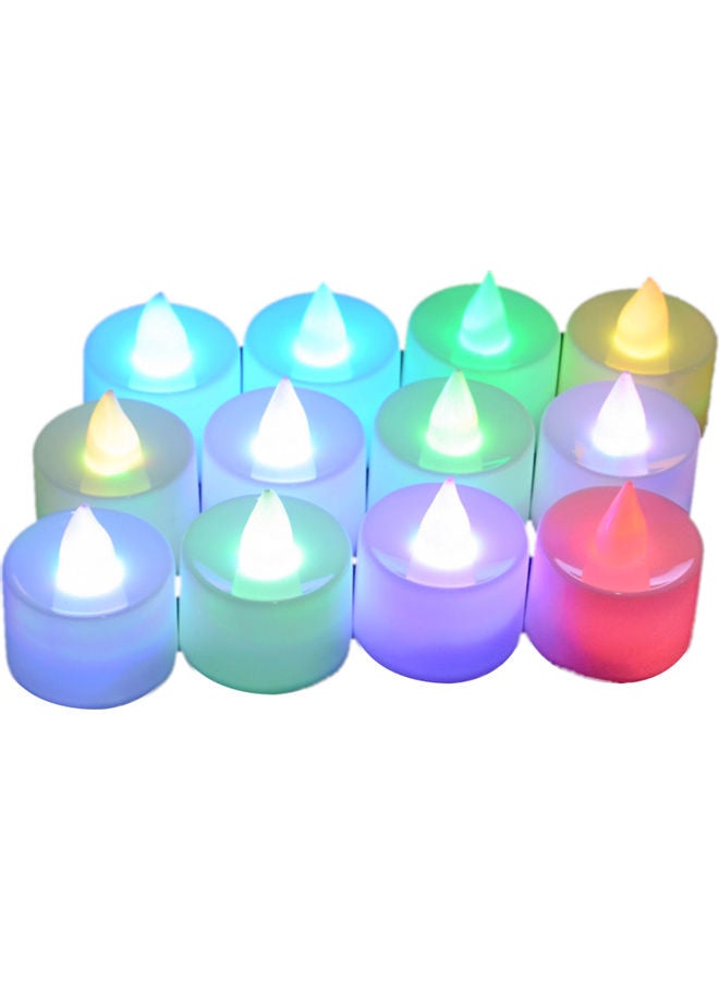 12-Piece Electric LED Flameless Tealight Candles Set Multicolour - Image 1