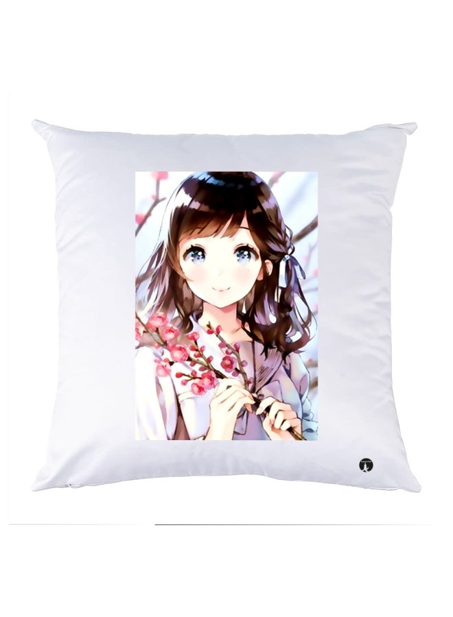 بي بي وسادة زينة مطبوعة أبيض/ بني/ وردي 30x30سم