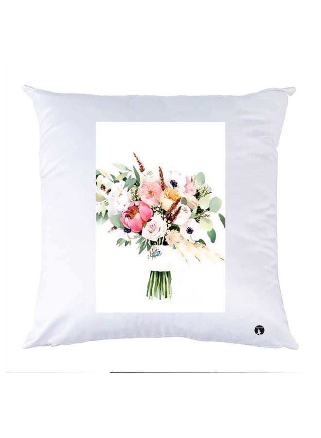 BP Printed Decorative Pillow White/Green/Pink 30x30cm