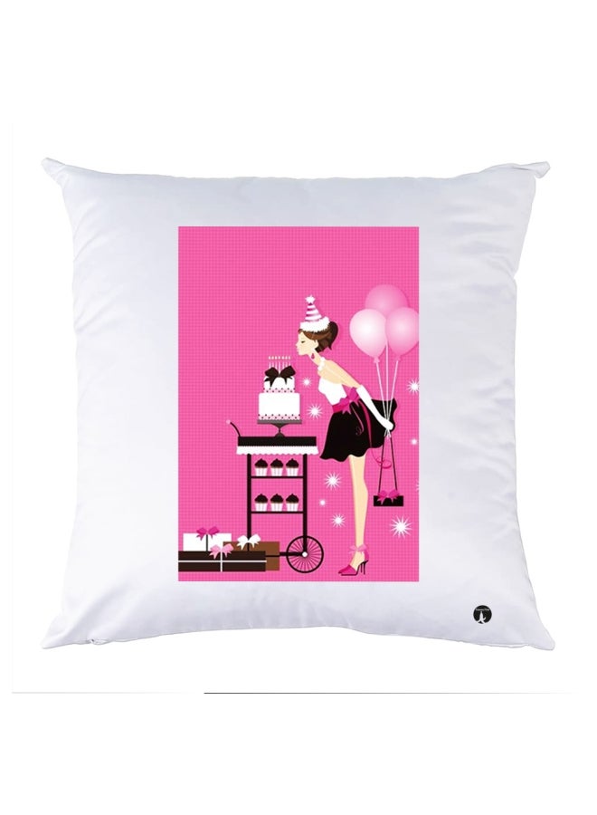 BP Printed Decorative Pillow White/Pink/Black 30x30cm