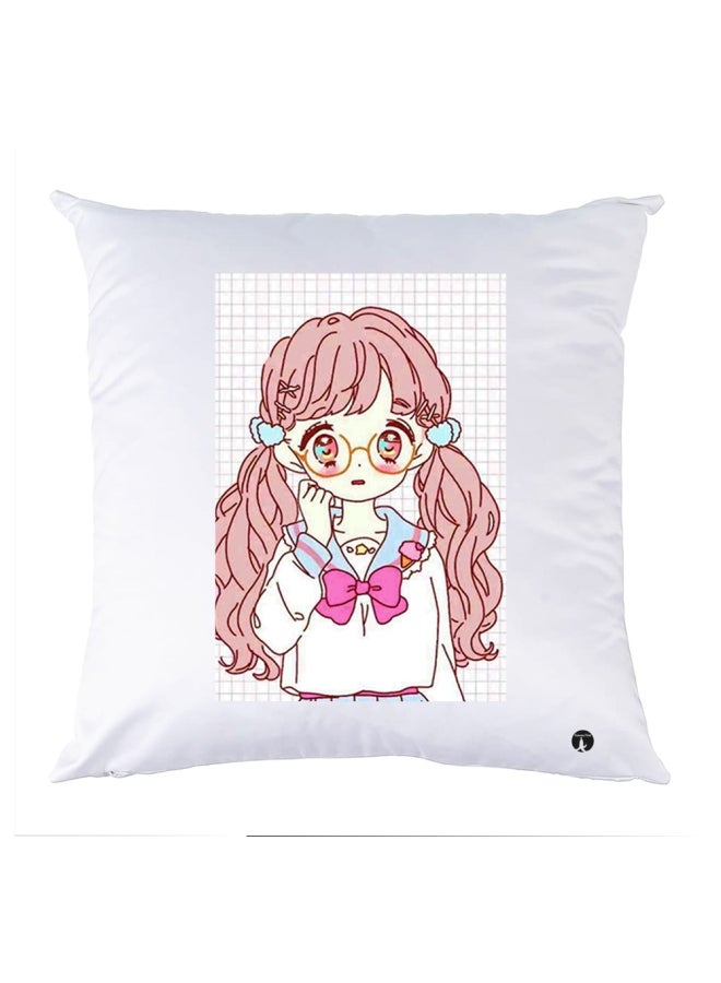 بي بي وسادة زينة مطبوعة أبيض / وردي / أزرق 30x30سم