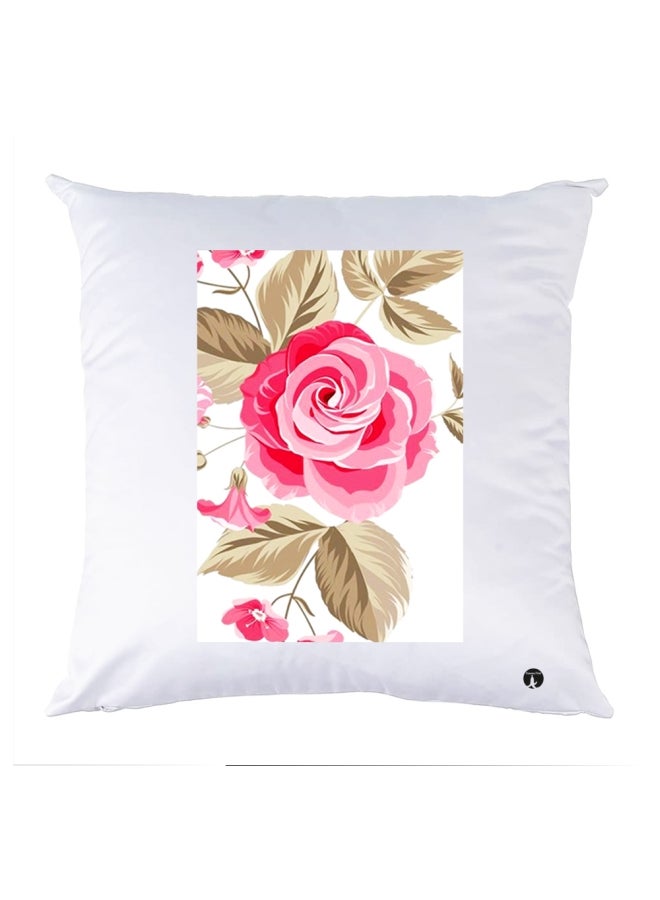 بي بي وسادة زينة مطبوعة أبيض/ وردي/ بيج 30x30سم
