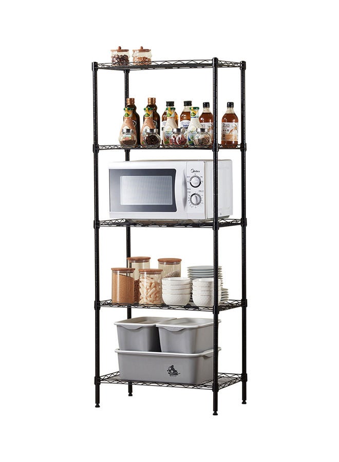 5 Tier Wire Shelves Heavy Duty Black 16.5x55.5x32cm - Image 2
