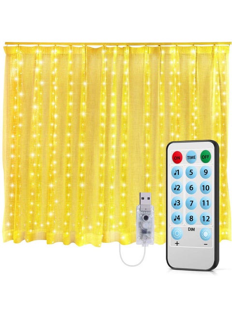 300LEDs Twinkle Star Window Curtain String Light Yellow