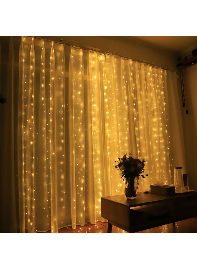 300LEDs Twinkle Star Window Curtain String Light Yellow