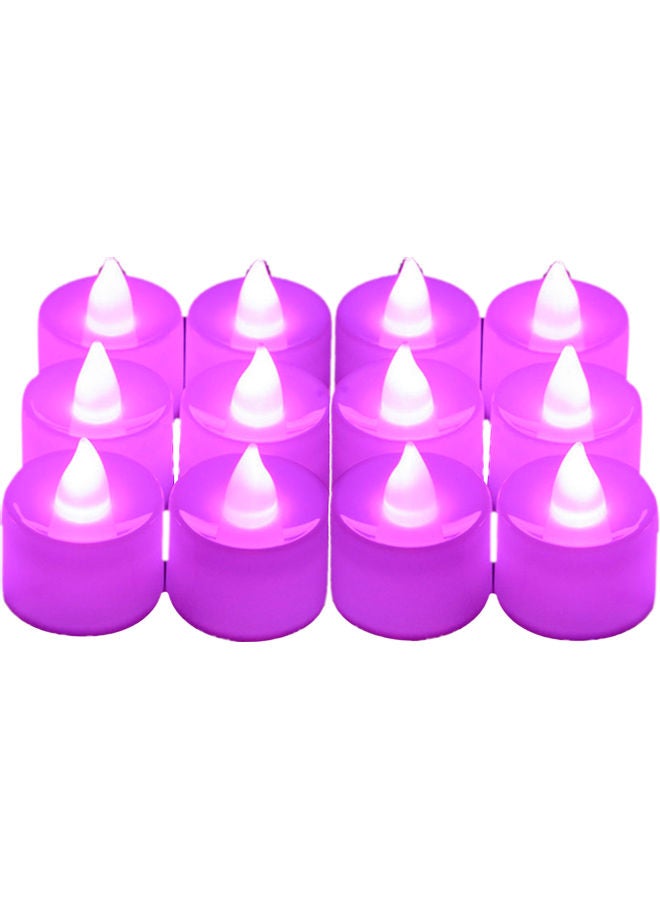 12-Piece Electric LED Flameless Tealight Candles Set Pink - Image 1