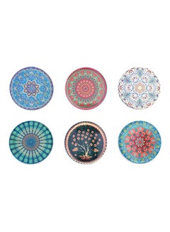 Alwan 6-Piece Ottoman Motifs Ceramic Coaster Set Multicolour 9cm  - Image 2