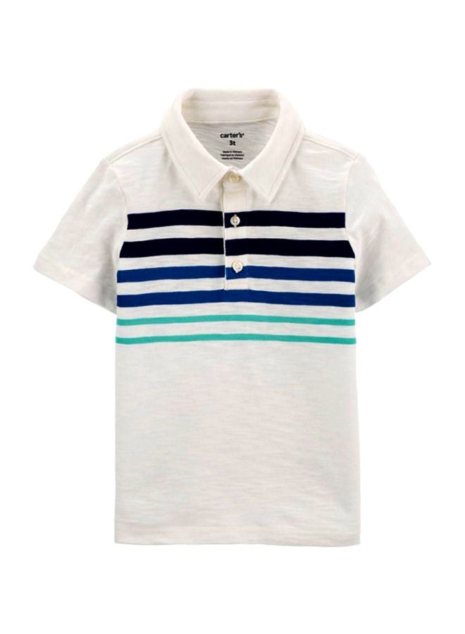 carter's Striped Slub Jersey Polo White/Blue  - Image 1