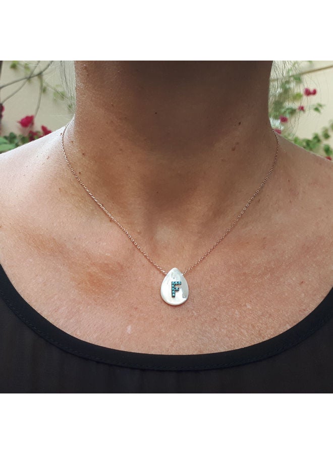 ألوان قلادة من الفضة بدلاية على شكل حرف F . - Image 3