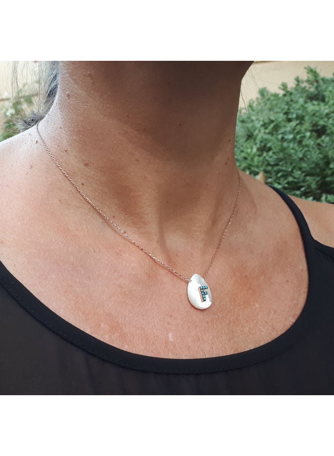 ألوان قلادة من الفضة بدلاية على شكل حرف F . - Image 4